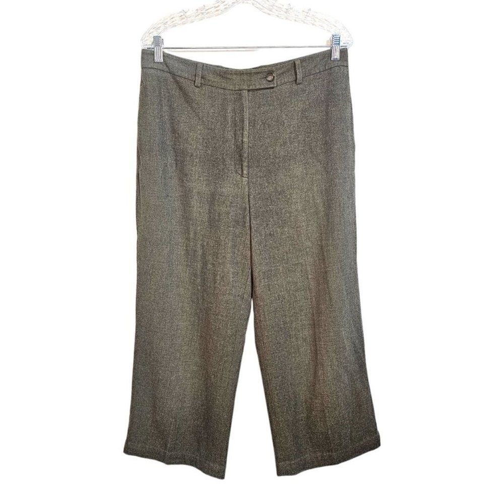 F. by Faconnable women's made in Italy gray brown wool pants wide leg size 12P